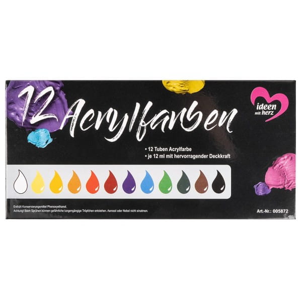 Acrylfarben, 12 Tuben à 12ml