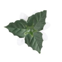 Deko-Blüten Weihnachtsstern 1, Ø 8cm, weiß mit grünen Blättern, 15 Stück
