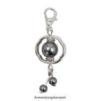 Perlenrahmen, Zieroval, außen 1,3cm x 1,5cm, innen 1,1cm x 1,3cm, silber, 14 Stück