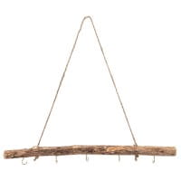 Deko-Ast, mit 5 Haken in Hellgold, 43,5cm lang, Ø 2 bis 3,5cm, mit Seil zum Aufhängen