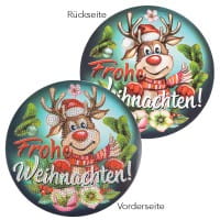 Diamond-Painting-Fensterbild, Rentier Rudolph - Frohe Weihnachten!, Ø18,3cm, inkl. Zubehör