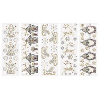 Strass-Ornamente, Weihnachtsmotive, mehrfarbig, teilweise mit Veredelung, 5 Bogen