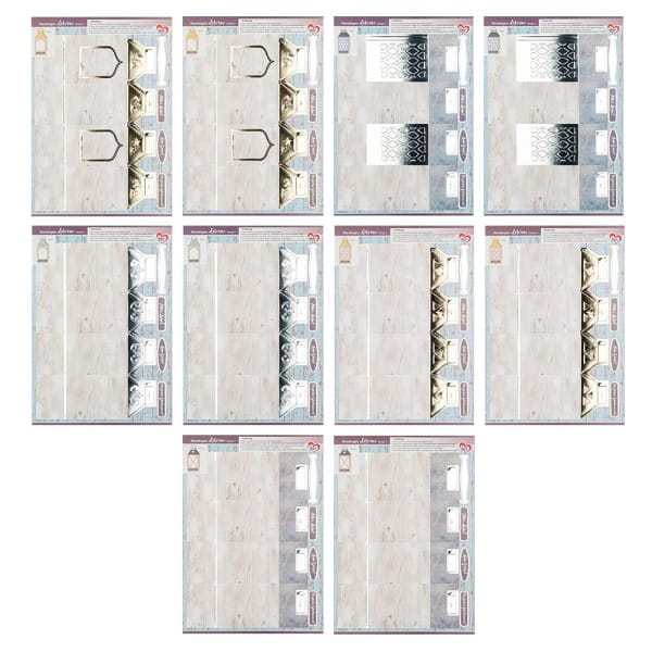 Stanzbogen, Laternen, DIN A4, 5 verschiedene Designs, 10 Stück