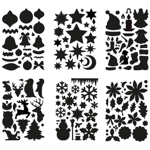 Laser-Kunststoff-Schablonen, DIN A4, Winter, Weihnachten, 6 Stück