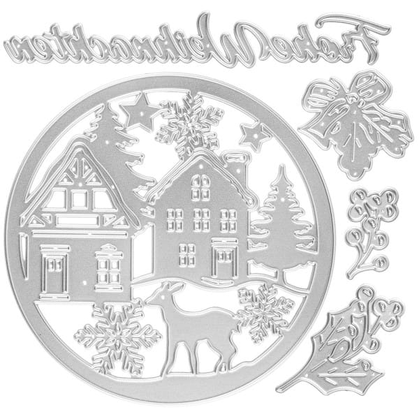 Stanzschablonen, Winterszene 1, 5 Stück