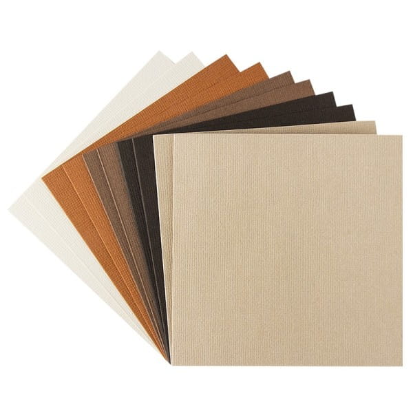 Grußkarten "Anna" in Leinen-Optik, 11x11cm, 5 Farben, Creme-/Brauntöne, inkl. Umschläge, 10 Stück