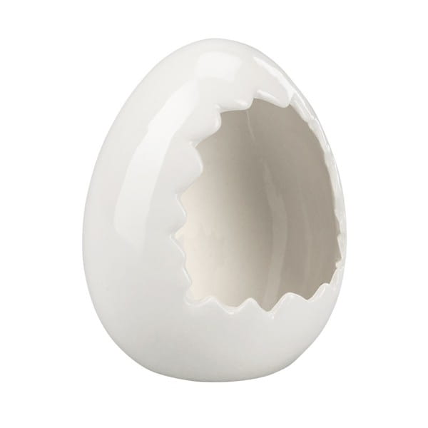 Ei zum Befüllen, 12,4cm hoch, 10,9cm breit, 9,8cm tief, weiß glänzend