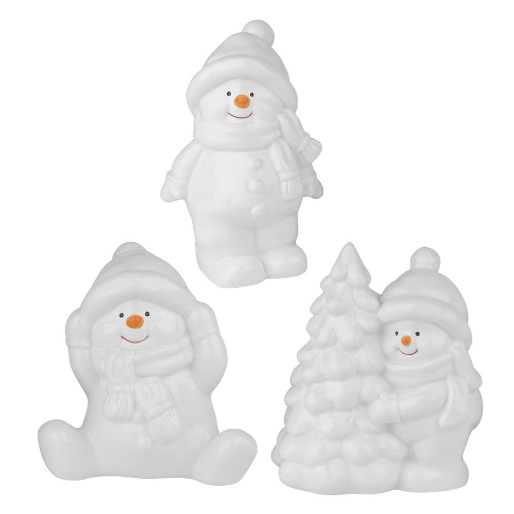 Deko-Figuren, Schneemänner 2, 3 Designs & Größen, weiß, 3 Stück | Weihnachts-Figuren | Basteln Weihnachten | Bastelbedarf für Anlässe