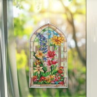 Diamond-Painting-Fensterbild, Glaskunst-Optik XL, Blumenvielfalt, 19,8cm x 35,5cm, 500µ