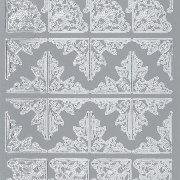 Sticker, Ecken 1, 3 verschiedene Designs, Perlmuttfolie, silber