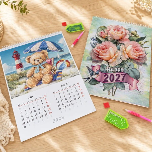 ExklusivBox: Diamond-Painting-Wandkalender für 2027 & 2028, 4-teilig