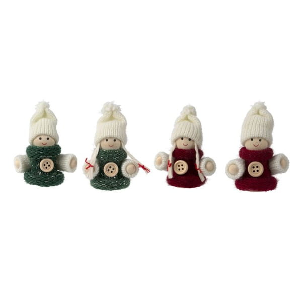 Winter-Püppchen, Frida & Jannis, 7cm hoch, 4 Stück