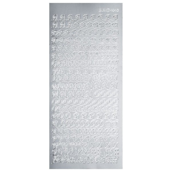 Sticker, Alphabet 1 Großbuchstaben, Perlmuttfolie, silber