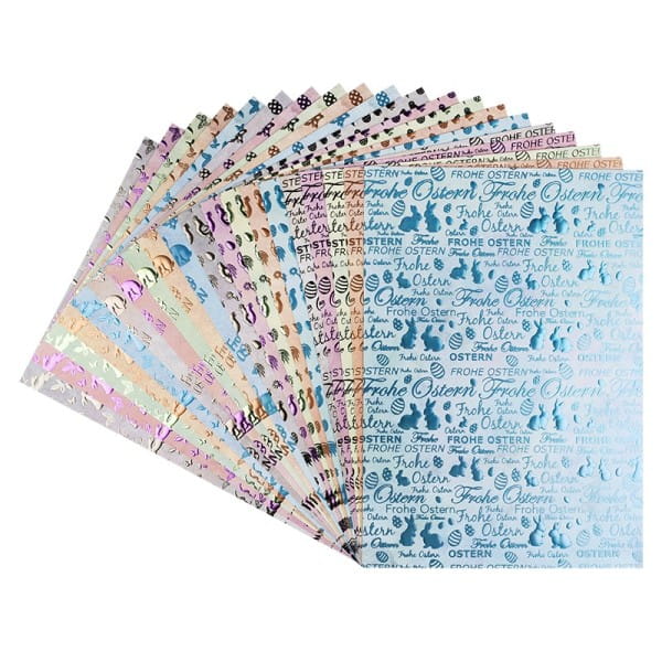 Deko-Karton, Unique, Ostern, DIN A4, 250 g/m², 4 Designs in 5 Farben, 20 Bogen