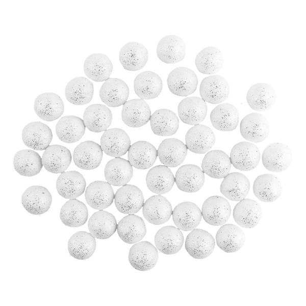 Glitzer-Kugeln, Ø 1,5cm, weiß mit Silberglitzer, 50 Stück | Weihnachts-Deko | Basteln Weihnachten | Bastelbedarf für Anlässe