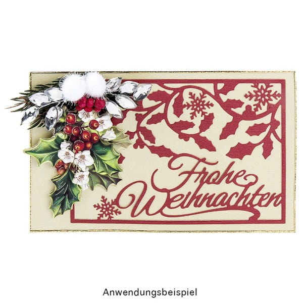 Stanzschablone, Frohe Weihnachten, 9,4cm x 14,4cm, passend für gängige Stanzmaschinen