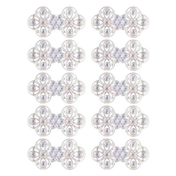 Kristallkunst-Schmucksteine, Ornament, 2,9cm x 5,3cm, transparent, klar, irisierend, 10 Stück