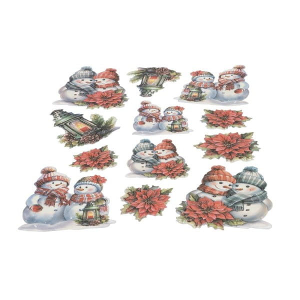 3-D Relief-Sticker, Schneemann-Familie 3, verschiedene Größen, selbstklebend