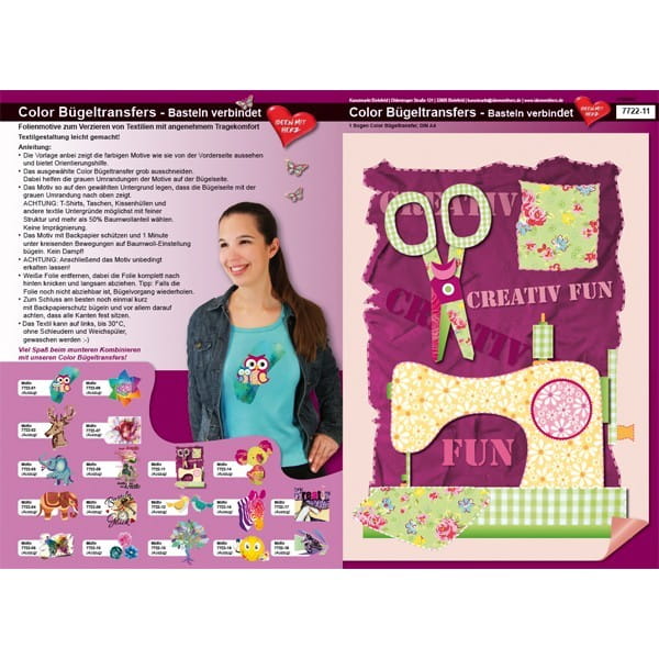 Color Bügeltransfers, DIN A4, Bastelspruch, Patchwork/Nähstube