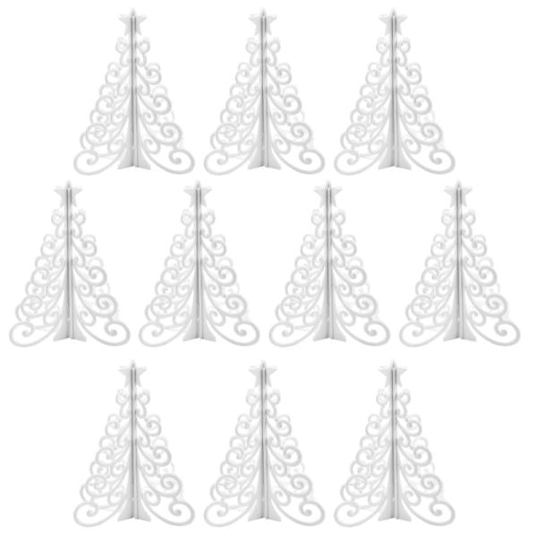 Winter-Deko, Tannenbaum 2, Rohlinge, 7,6cm x 7,6cm x 9,5cm, weiß, 10 Stück