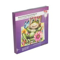 Diamond-Painting-Aufstellkarte, Frosch im Liegestuhl, 16,3cm x 16cm, inkl. Zubehör