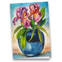 Diamond-Painting-Grußkarte, Lilien in Vase, 11,5cm x 16,5cm, inkl. Zubehör
