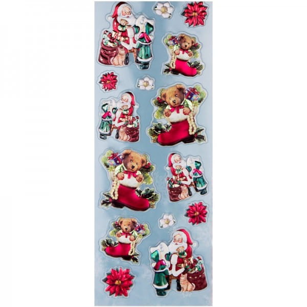 Metallic-Relief-Sticker, Weihnachten, 12,5 x 30,5 cm