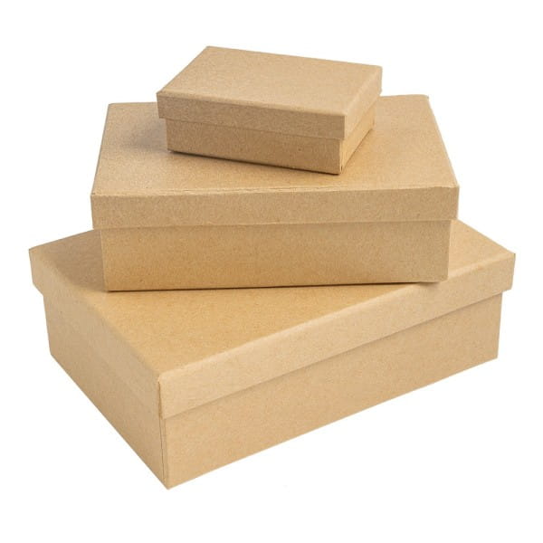 Kraftpapier-Geschenkboxen, rechteckig, verschiedene Größen, Rohlinge zum Weiterverzieren, 10 Stück