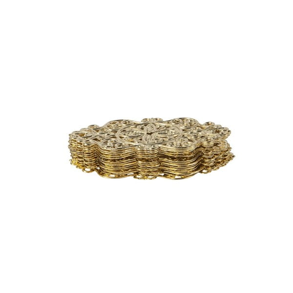 Metall-Ornamente, Design 22, 4,5cm x 2,3cm, hellgold, 15 Stück