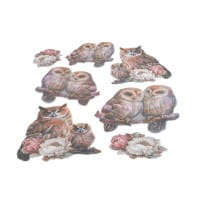 3-D Relief-Sticker, Kuschel-Eulen 5, verschiedene Größen, selbstklebend