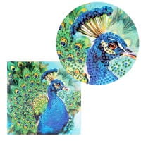 Diamond-Painting-Grußkarte, Pfau, 16cm x 16cm, inkl. Zubehör