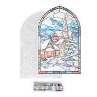 Diamond-Painting-Fensterbild, Glaskunst-Optik XL, Winterdorf, 22,2cm x 35,4cm, 500µ
