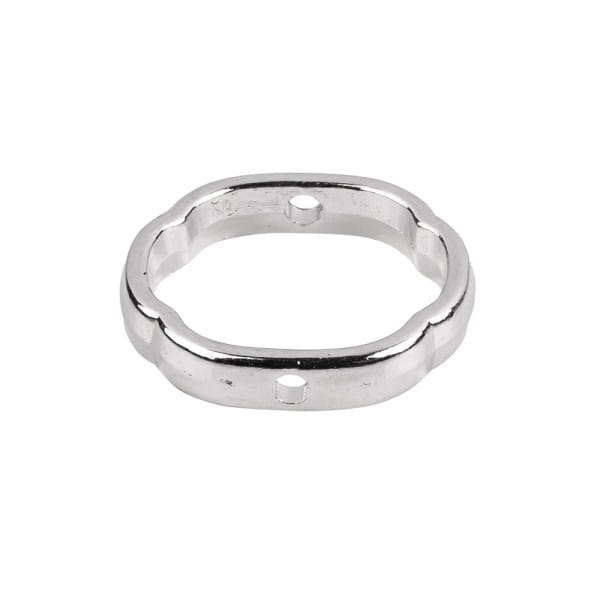 Perlenrahmen, Zieroval, außen 1,3cm x 1,5cm, innen 1,1cm x 1,3cm, silber, 14 Stück