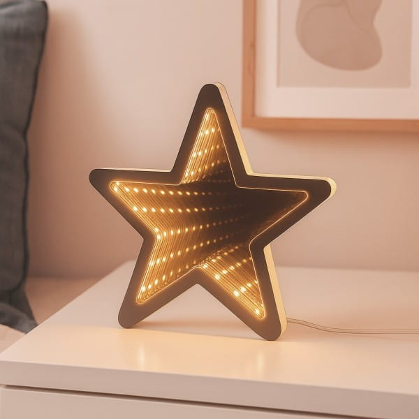 LED-Stern Infinity, 15cm x 1,2cm x 14,2cm, warmweiß, inkl. Timer