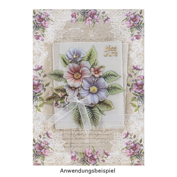 Motiv-Grußkarten, Blüten & Spitze, 11,5cm x 16,5cm, 5 Farben, inkl. Umschläge, 10 Stück
