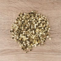 Perlen, Zylinder, geriffelt, 0,5cm x 0,6cm, hellgold, 370 Stück