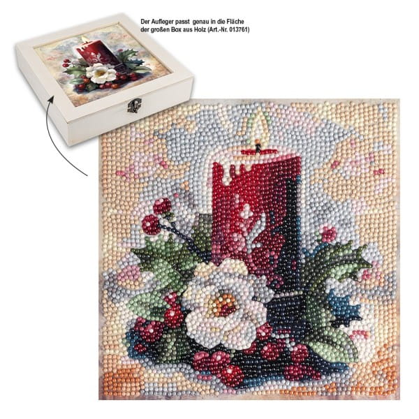 Diamond-Painting-Aufleger, Kerze mit Christrose, 20cm x 20cm, 370g/m², inkl. Zubehör