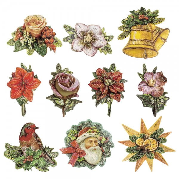 3-D Motive, Weihnachtsmotive, 9cm x 9cm, 10 Motive