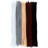 Chenille-Drähte, Edle Farbtöne, 30cm lang, Ø 6mm, 5 verschiedene Farben, 100 Stück