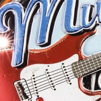 Relief-Sticker, Retro Music, 18cm x 17,5cm, mit LED-Beleuchtung