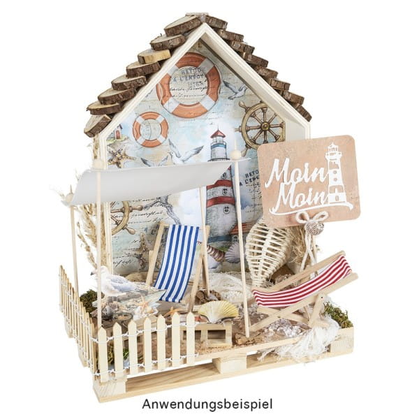 Miniatur-Liegestühle, rot-weiß gestreift, 2 Stück