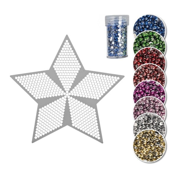 Glückstreffer-Set, Diamond-Painting-Lineal, Stern, inkl. Diamond-Painting-Steine, metallic, 8 Dosen
