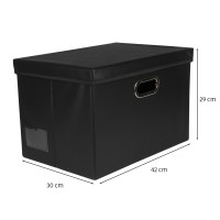 Faltbare Aufbewahrungsboxen mit Deckel, schwarz, Lederoptik, 42cm x 30cm x 29cm, 2 Stück