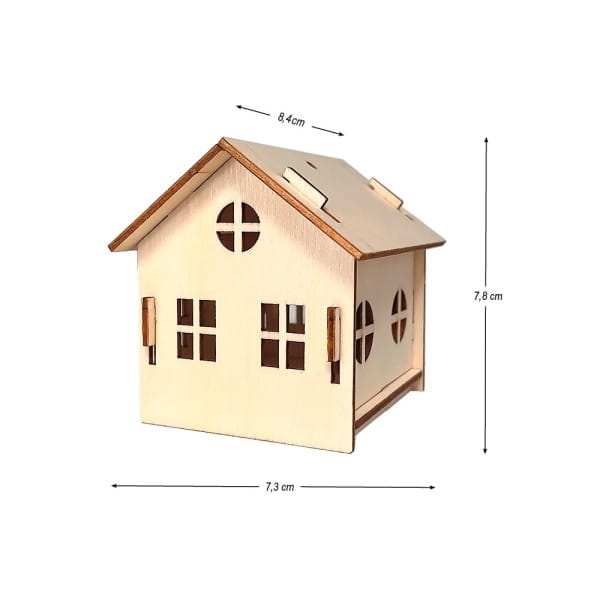 Haus aus Holz, zum Zusammenstecken, Design 1, 7,3cmx8,4cmx7,8cm | Deko & Figuren aus Holz | Holz | Bastelbedarf
