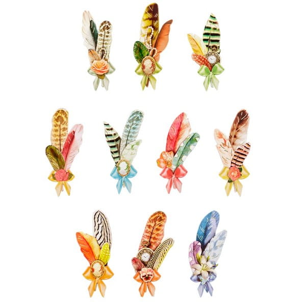 3-D Motive, Federn, Gold-Gravur, 5,5-15cm, 10 Motive
