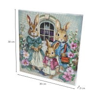 Diamond-Painting-Bild auf Keilrahmen, Hasenfamilie, 30cm x 30cm, inkl. Werkzeug