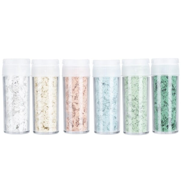Terrazzo-Flocken, Farbsortierung 1, 1mm-3mm, 10g je Dose, verschiedene Farben, 6 Stück