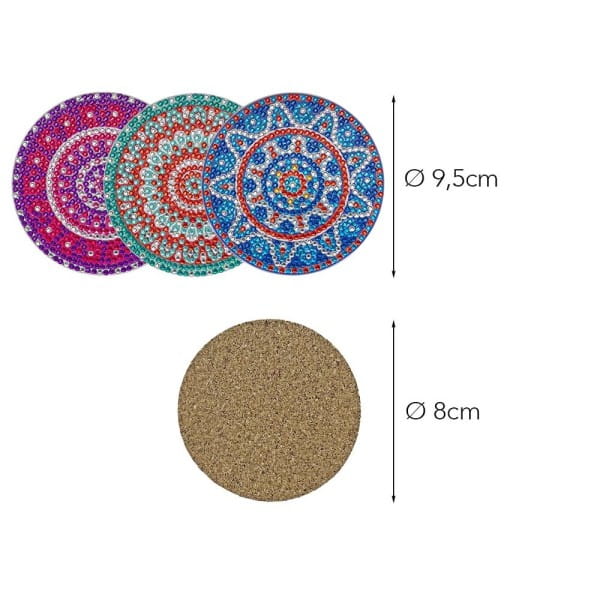 Diamond-Painting-Untersetzer, Mandala 2, inkl. Werkzeug & Zubehör, 12 Stück