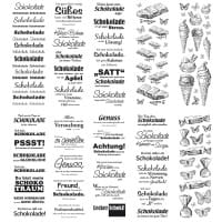 Rubbel-Transferbogen, Schoko-Texte, 10cm x 30cm, 10 Bogen