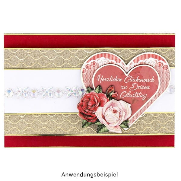 Kristallkunst, Blüten-Bordüre 3, 10cm x 30cm, selbstklebend, klar irisierend